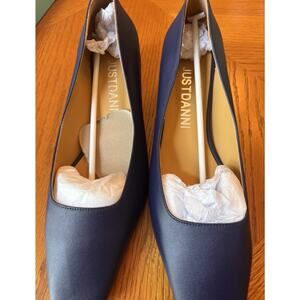 Justdanni navy blue Leather slip on loafer square toe 7.5